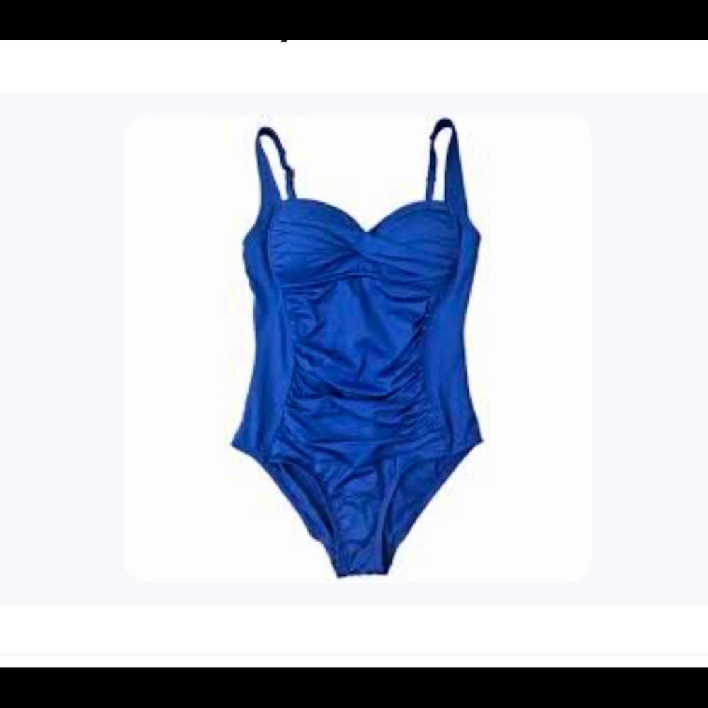 Liz Claiborne slim fit one piece blue swim suit woman Beach resort